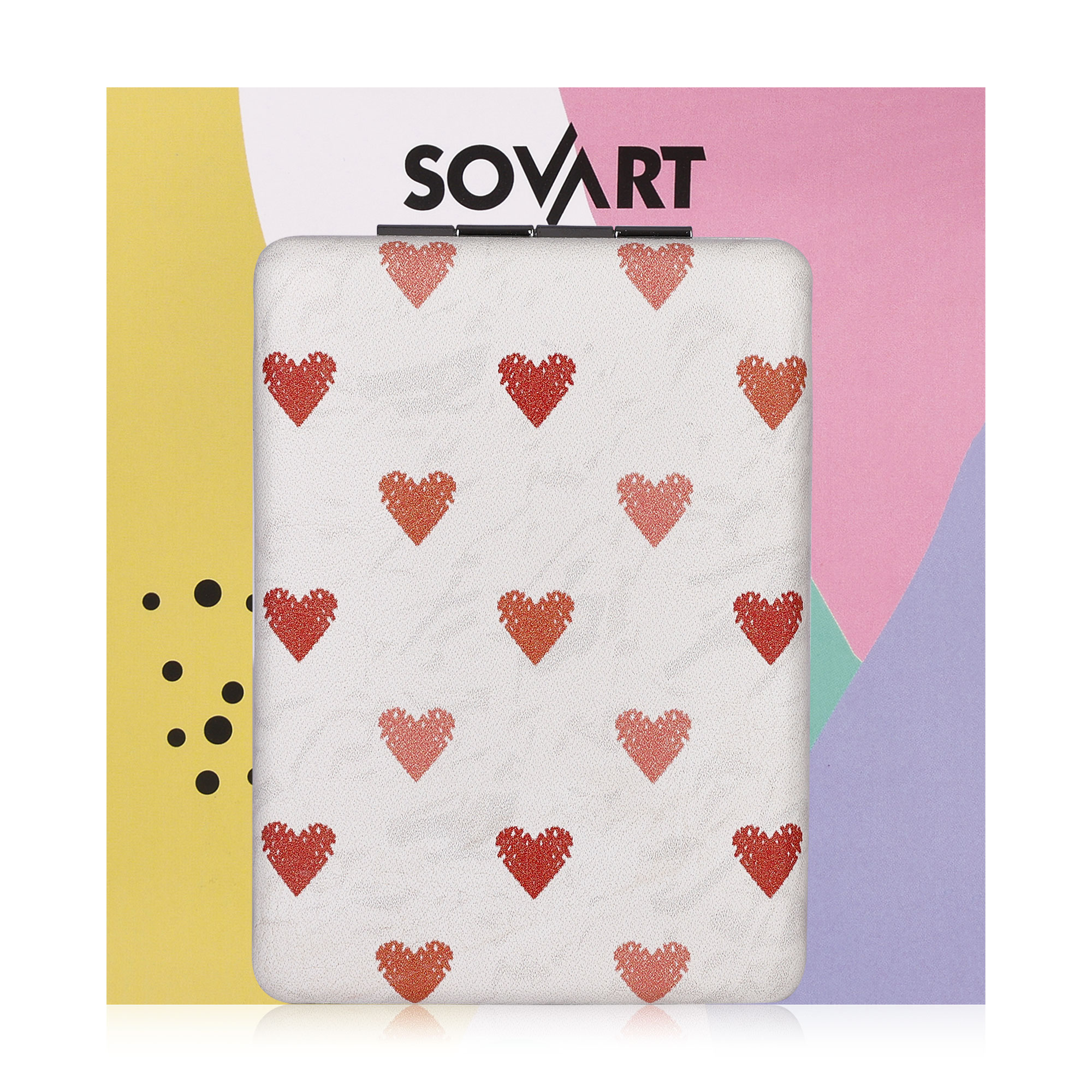 Люстерко Sovart компактне, прямокутне, червоні серця, 1 шт