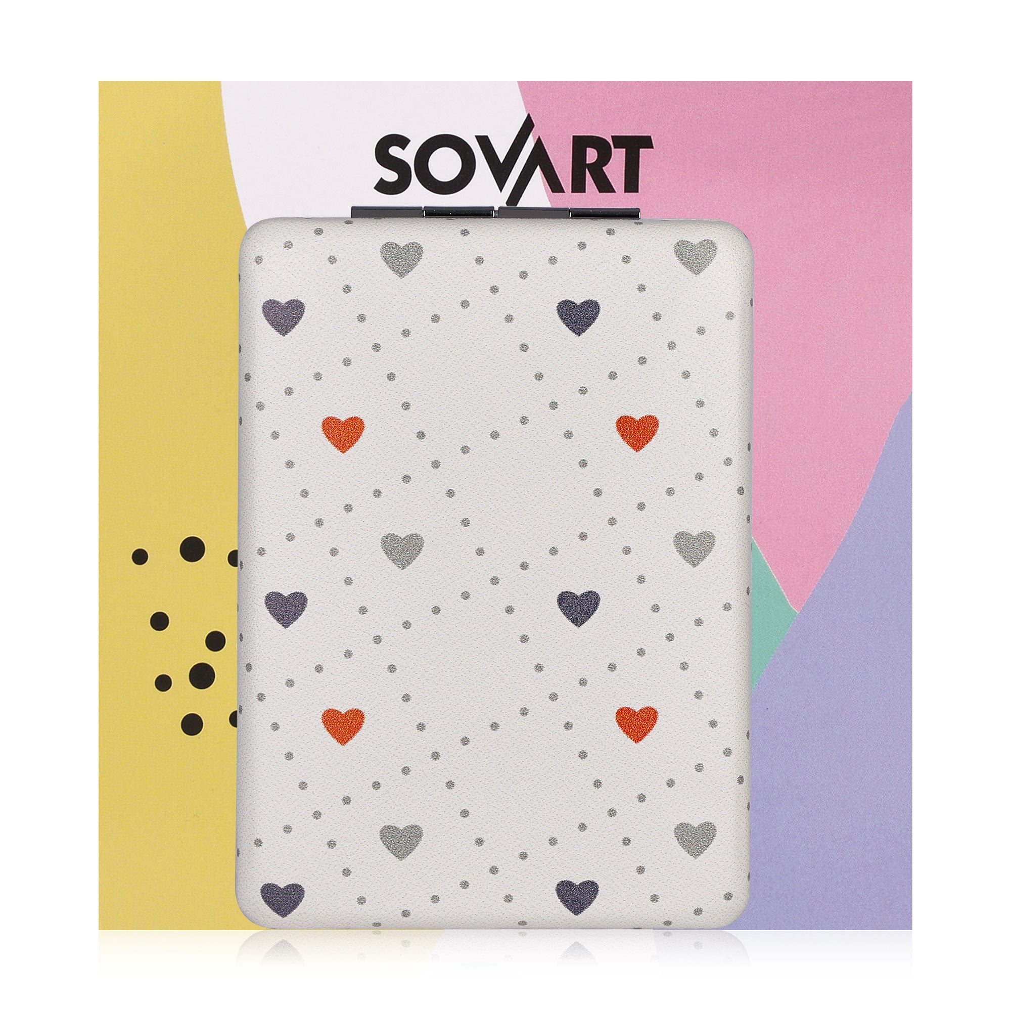 Люстерко Sovart компактне, прямокутне, сірі серця, 1 шт